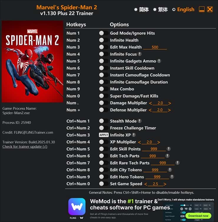 Marvel’s Spider-Man 2 Trainer